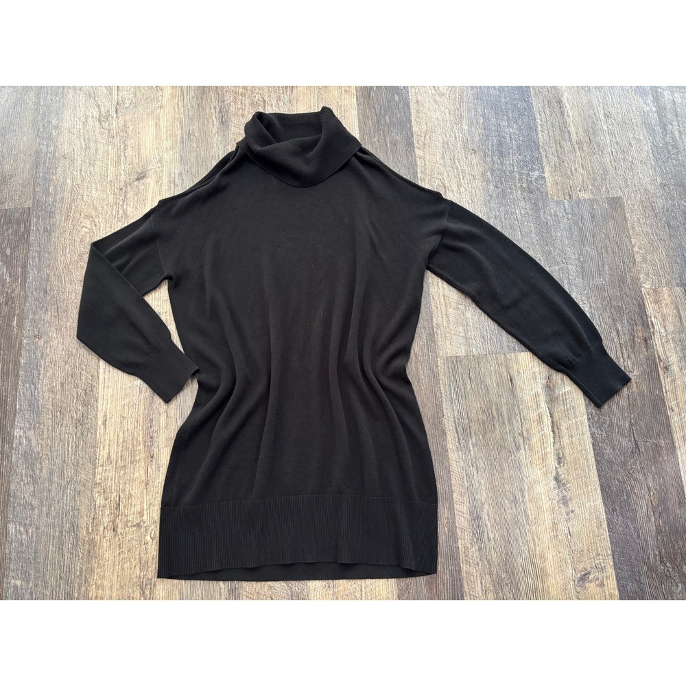 BCBGeneration Womens Black Cold Shoulder Turtleneck Tunic Sweater Small